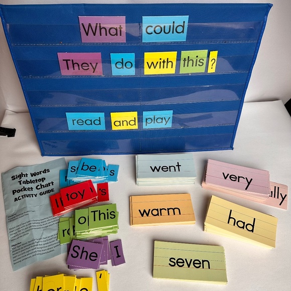 Toys Tabletop Desktop Pocket Chart With Two Sets Of Word Cards And